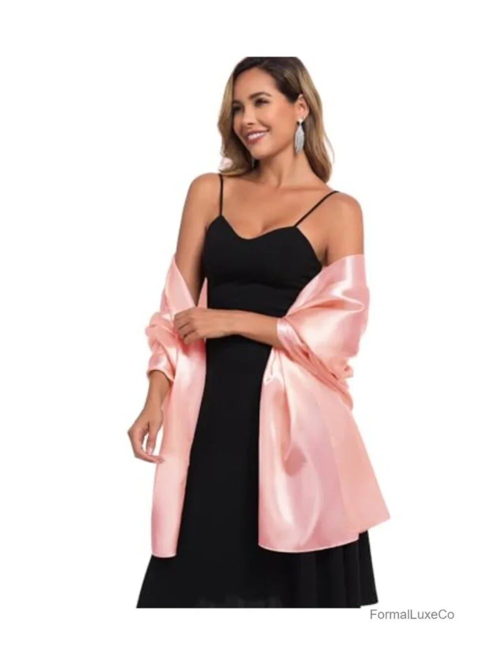 Satin Wrap Scarf for Evening Dresses Wedding Guest Shawl
